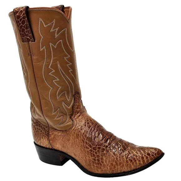 Vintage Preban Exotic Justin Womens 8AA Honey Brown Cowboy Western Boots Cowgirl - Picture 3 of 16